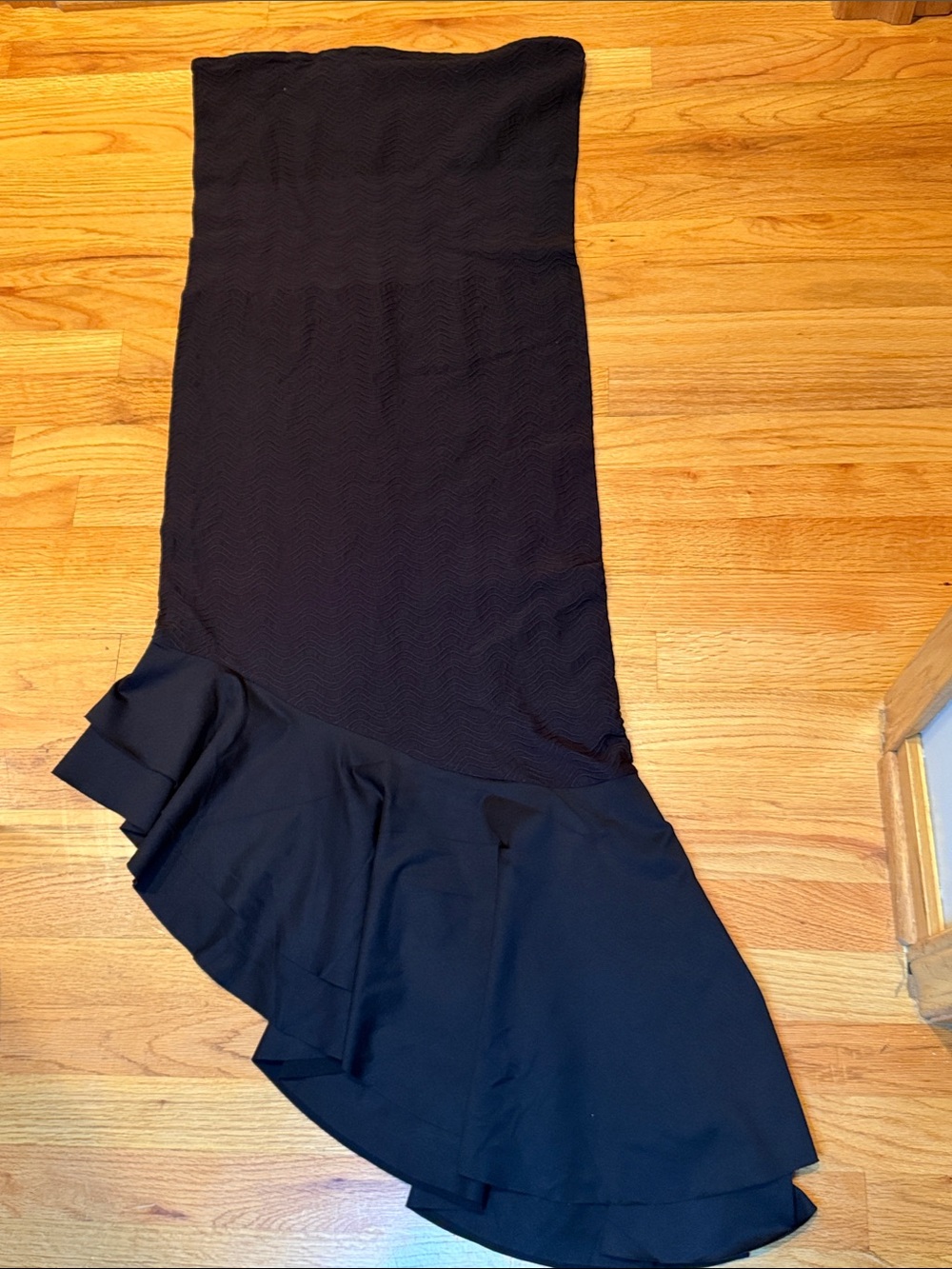 Black Ruffle Assymetrical Hem Women's XL Sleeveless Tube Dress Flamenco